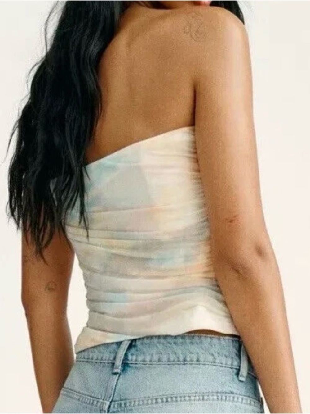 NWT ZARA STRAPLESS TULLE TOP TIE-DYE PRINT MULTICOLOR SIZE Small - Picture 5 of 9